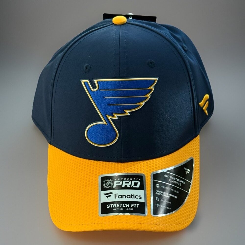 NHL St. Louis Blues Flex Fit Hat Fanatics Hometown Stretch Fit M/L Authentic Pro